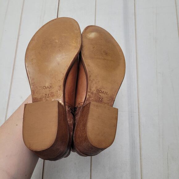 Bed Stu Roan Liz tan leather contrast ankle boots booties distressed - Picture 2 of 9
